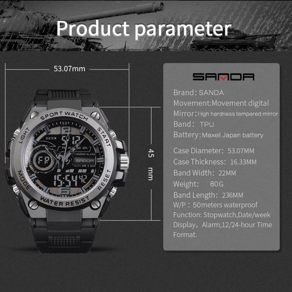 FORSINING Men's Military Electronic Tactical Date Multi Function LED  Wristwatch - Picture 6 of 7